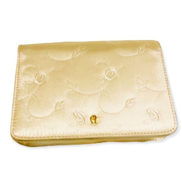 Etienne Aigner Vintage Cream Satin Large Clutch - Picture 1 of 15